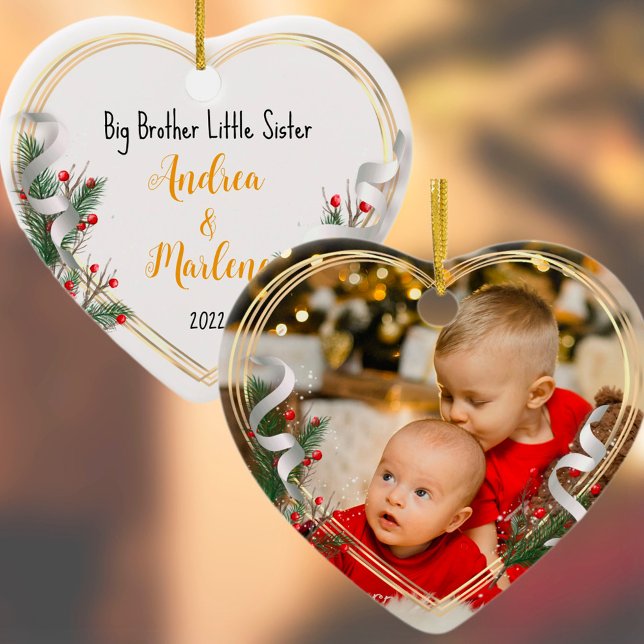 Adorno Big Bro Little Sis Photo Holly Pine Gold Frame (Subido por el creador)
