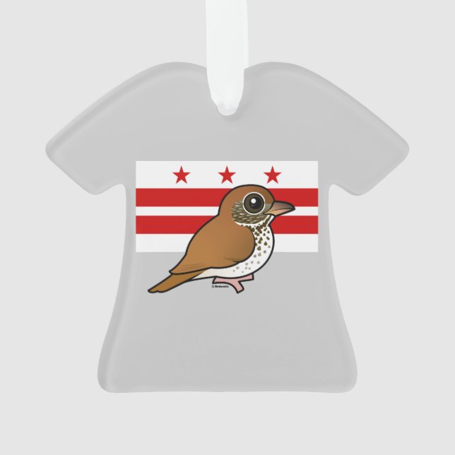 Adorno Birdorable de Washington, C.C.: Tordo de madera (Reverso)