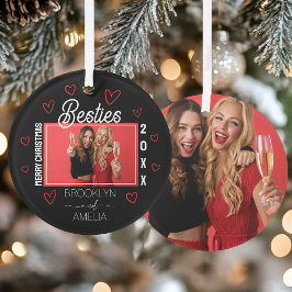 Adorno Black and Red Hearts Photo Besties Christmas