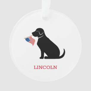 Adorno Black Lab Mascota Bandera Americana NOMBRE Fun Pat
