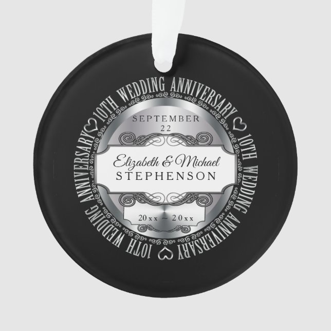 Adorno Black Silver foto 10° aniversario del Boda (Anverso)