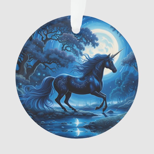 Adorno Black Unicorn Fantasy Full Moon (Anverso)