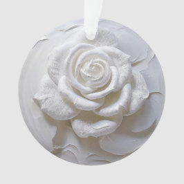 Adorno Blanco Sobre Blanco - Rosa Esculpida