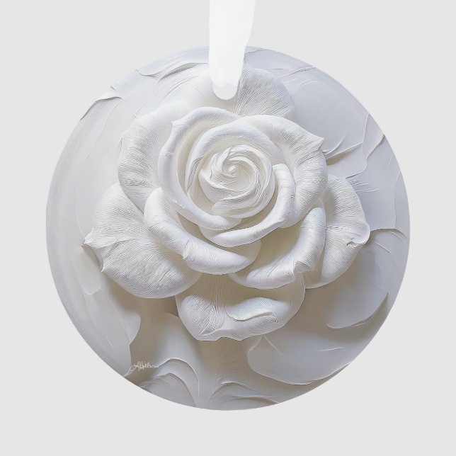 Adorno Blanco Sobre Blanco - Rosa Esculpida (Anverso)