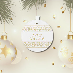 Adorno Blanco y Dorado Glam Feliz Navidad