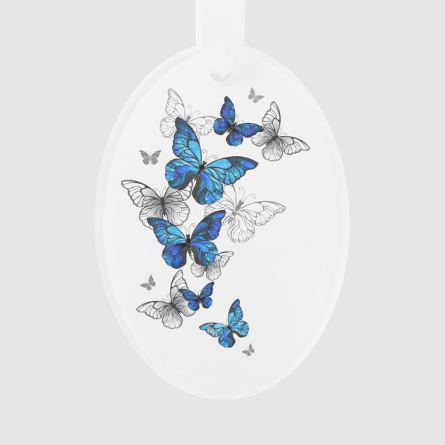 Adorno Blue Flying Butterflies Morpho (Anverso)