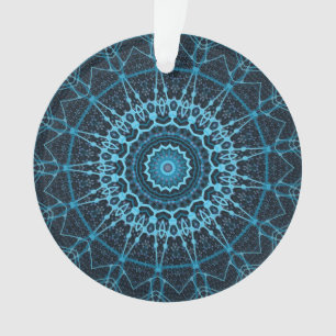 Adorno Blue Mandala Net Retro Hippie Trippy Boho Moda