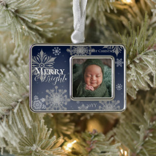 Adorno Blue Merry and Bright Snflakes Baby Photo