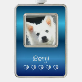 Adorno Blue Pet Photo Ornament - Vertical, Personalized