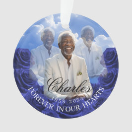 Adorno Blue Roses SKy Christmas Memorial Tree Ornament