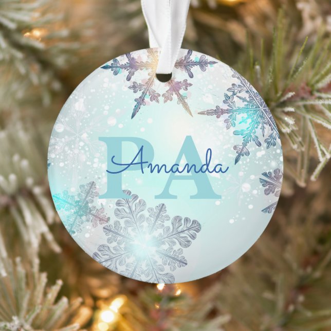 Adorno Blue Snowflake Personalized Name PA (Árbol)