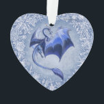 Adorno Blue Winter Dragon Fantasy Nature Art<br><div class="desc">¿Buscando más regalos, papelería, ropa y artículos para el hogar? Visita la tienda Critterwings para ver más Winter Dragon y otras fantasías artísticas! Un dragón azul volador celebra la temporada invernal, esparciendo sus alas contra un fondo de copos de nieve brillantes. Combinando fantasía y arte de la naturaleza, el Dragón...</div>