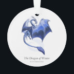 Adorno Blue Winter Dragon Fantasy Nature Art<br><div class="desc">¿Buscando más regalos, papelería, ropa y artículos para el hogar? Visita la tienda Critterwings para ver más Winter Dragon y otras fantasías artísticas! Un dragón azul volador celebra la temporada invernal, esparciendo sus alas contra un fondo de copos de nieve brillantes. Combinando fantasía y arte de la naturaleza, el Dragón...</div>