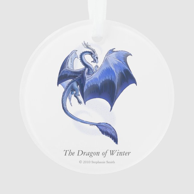 Adorno Blue Winter Dragon Fantasy Nature Art (Reverso)