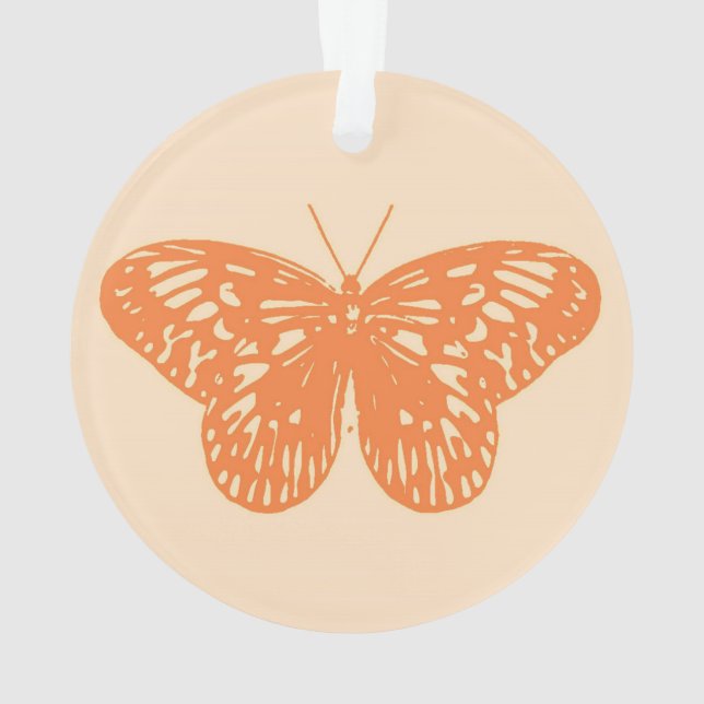 Adorno Boceto de mariposa, naranja coral (Reverso)