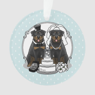 Adorno Boda Pareja Rottweilers Bride y Groom Dogs