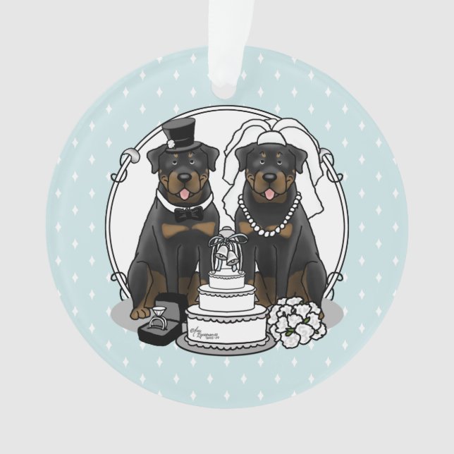 Adorno Boda Pareja Rottweilers Bride y Groom Dogs (Anverso)