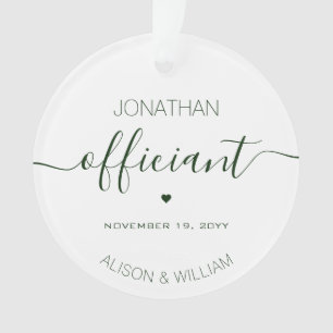 Adorno Boda personalizado Funcionario Dark Green Textos
