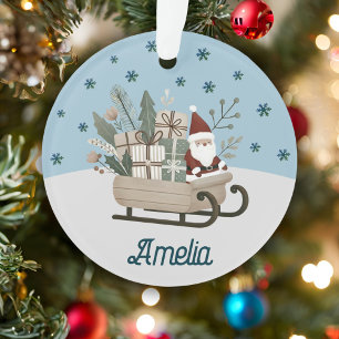 Adorno Boho Santa en Trineo con Regalos Copos de Nieve No