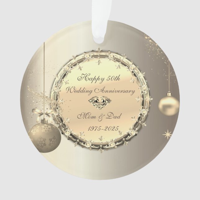 Adorno Bolas de oro Diamantes 50 años Boda (Anverso)