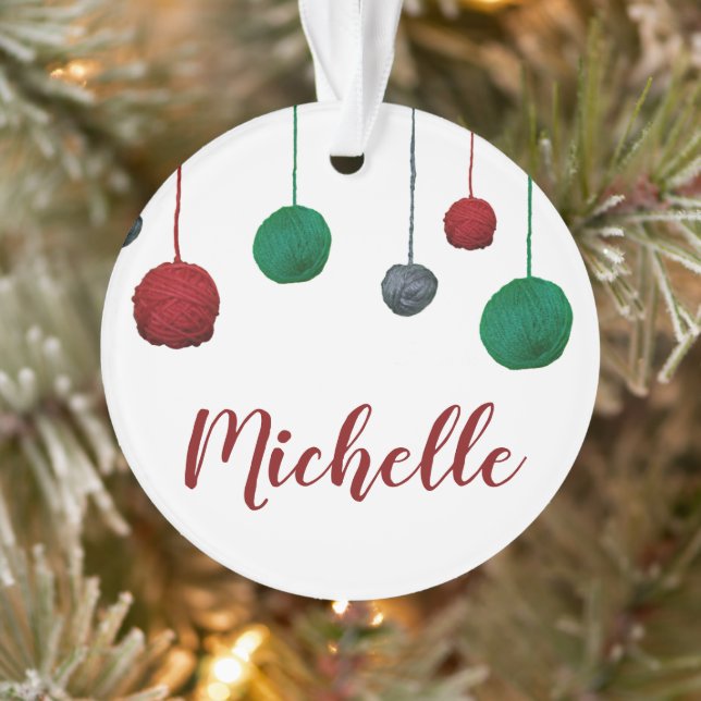 Adorno Bolas de Yarn ・ Su nombre ・ Artesanía de Knit Croc (Árbol)