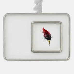 Adorno Bolígrafo pluma roja con plumilla dorada