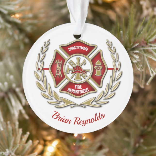 Adorno Bombero personalizado cruzado de Malta (Árbol)
