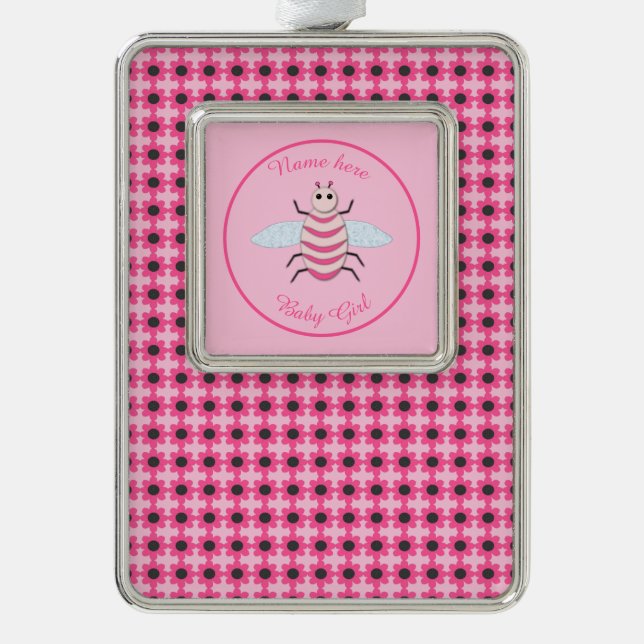 Adorno Bonito Bebé Rosa Bee Personalizado (Anverso)