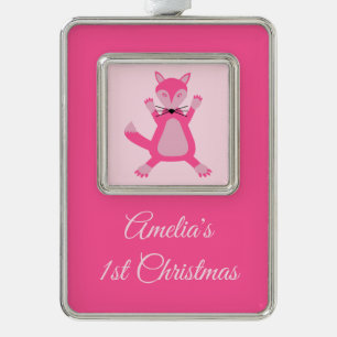 Adorno Bonito Bebé Rosa Fox Personalizado Primera Navidad