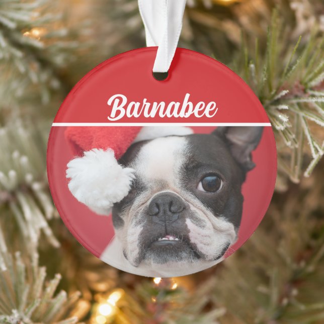 Adorno Boston Terrier Dog Name Photo Holiday Navidades (Árbol)