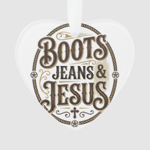Adorno Botas Vaqueros y Jesús Fe Occidental Vintage