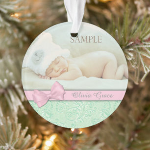 Adorno Bow rosa Pastel verde bebé Navidades 1ª foto