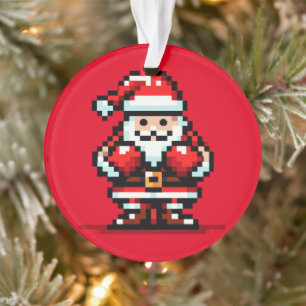 Adorno Boxing Santa - Navidades retro de píxeles luchan c