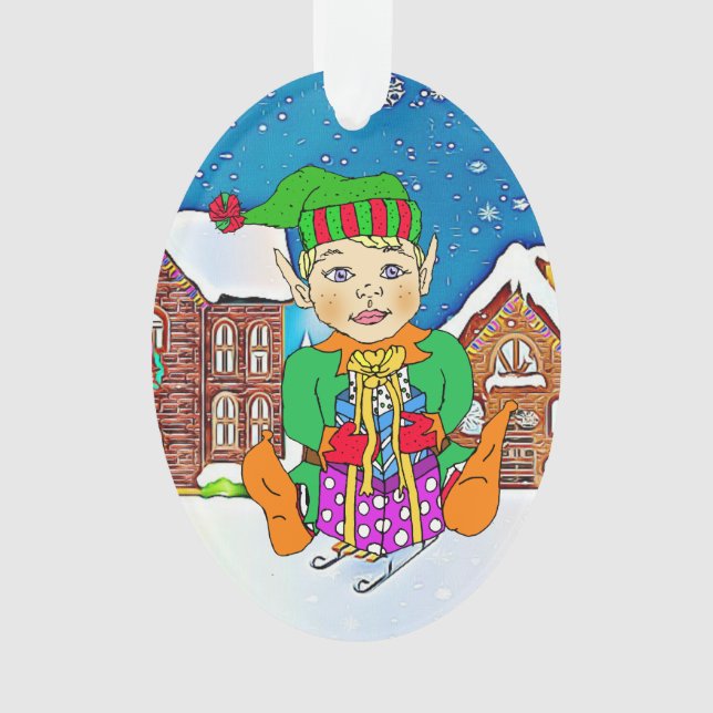 Adorno Boy Elf Whimsical Navidades Personalizados (Anverso)