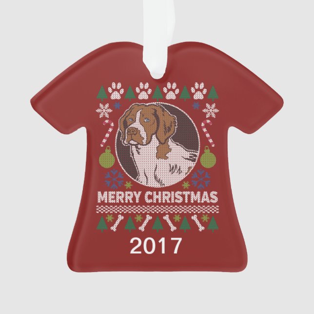 Adorno Brittany Spaniel Navidades feos suéter (Anverso)