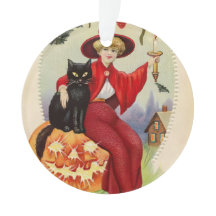 Bruja de Halloween y gato negro