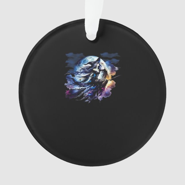 Adorno Bruja de Whimsigoth volando sobre mujeres de luna  (Anverso)