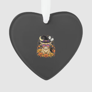 Adorno Bruja Vaca Highland Adorable Halloween Calabaza Fi
