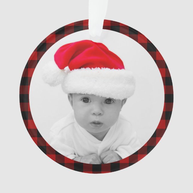 Adorno Búfalo Rojo en bandeja - Foto del bebé - Abuelos (Anverso)