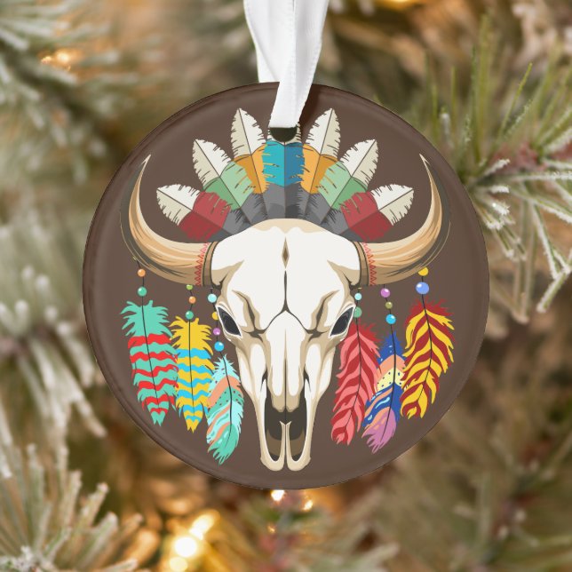 Adorno Buffalo Skull Native American Emblem (Árbol)