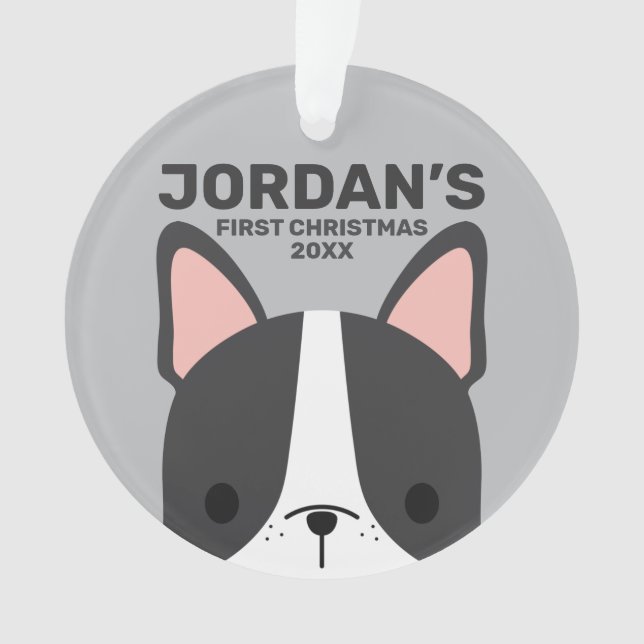 Adorno Bulldog francés lindo con nombre personalizado (Anverso)