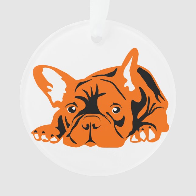 Adorno Bulldog francés naranja (Anverso)