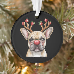 Adorno Bulldog Francés Reno Amante Perro Navidad Xmas
