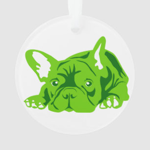 Adorno Bulldog francés verde