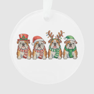 Adorno Bulldog Inglés de Navidad Perro Sombrero de Santa