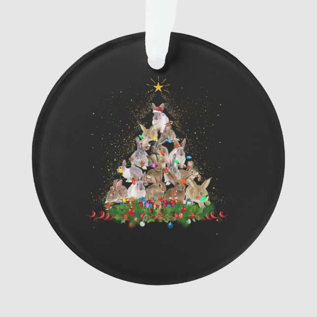 Adorno Bunny Gift | Hermoso árbol de Navidad conejo conej (Anverso)
