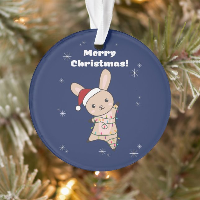 Adorno Bunny Merry Christmas Winter Animals Rabbits Ornam (Árbol)