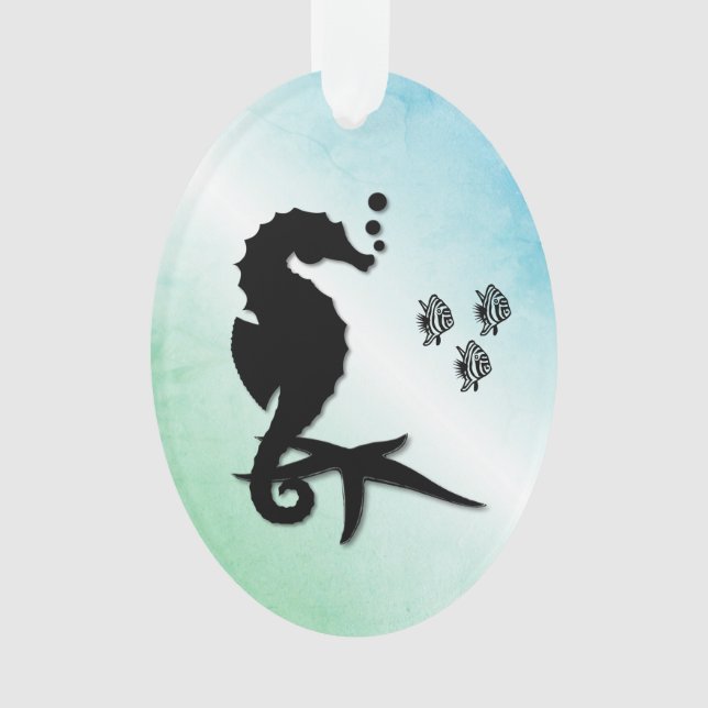 Adorno Caballito de mar en el verde (Anverso)