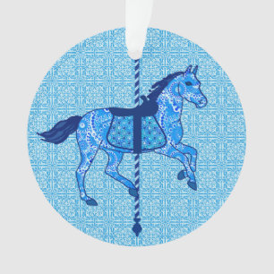 Adorno Caballo de carrusel - Cobalto y azul cielo