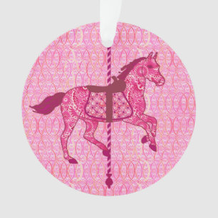Adorno Caballo de carrusel - rosa de la fucsia